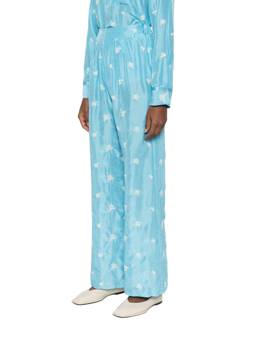 Blue Embroidered Silk Trouser 4