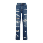 Blue Printed Cotton Jeans 1