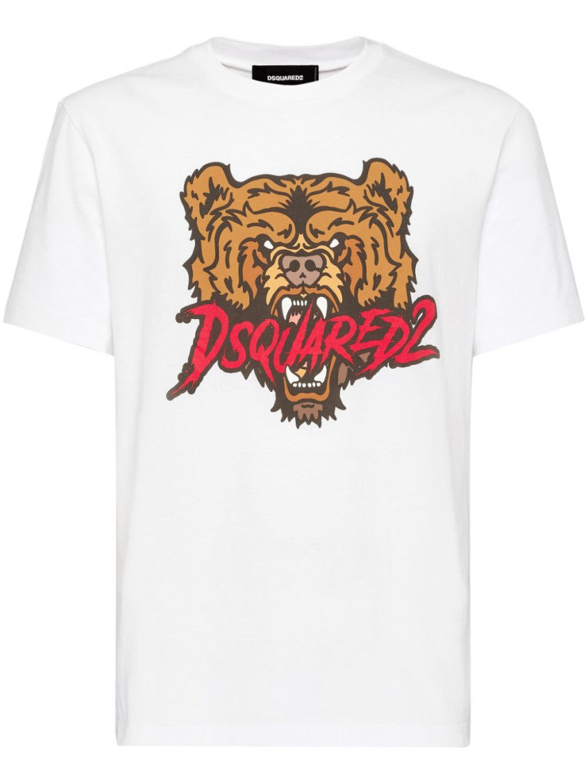 White graphic-print cotton T-shirt 1