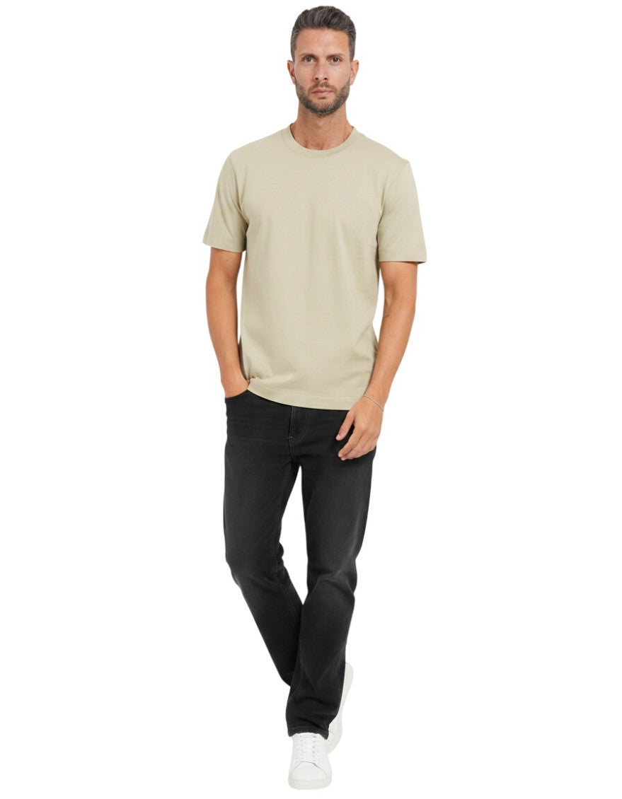 Beige Logo Crew Neck T-Shirt 1