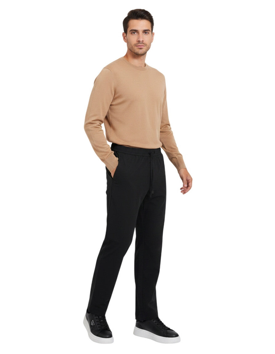 Black Regular Drawstring Pants 1