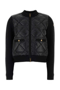 Black Quilted Mock Collar Jacket 1