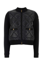 Black Quilted Mock Collar Jacket 1