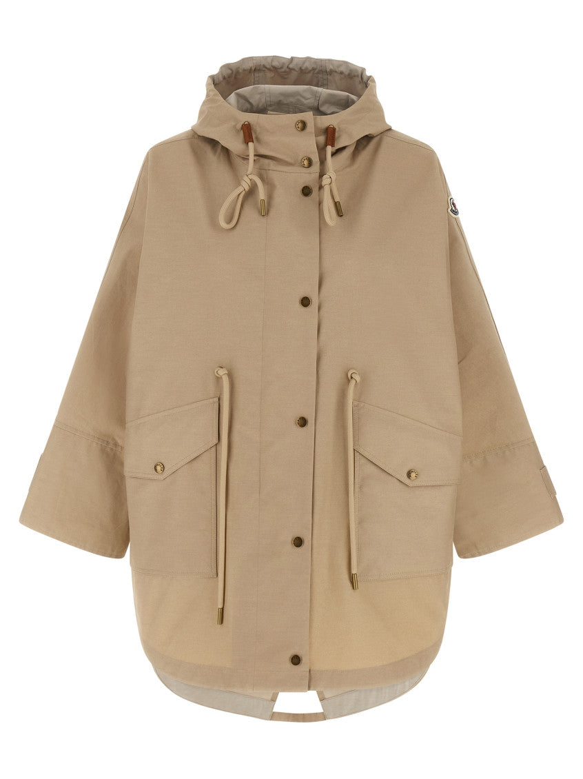 Beige Solid Hood Jacket 1