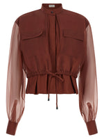 Brown Mandarin Collar Top 1