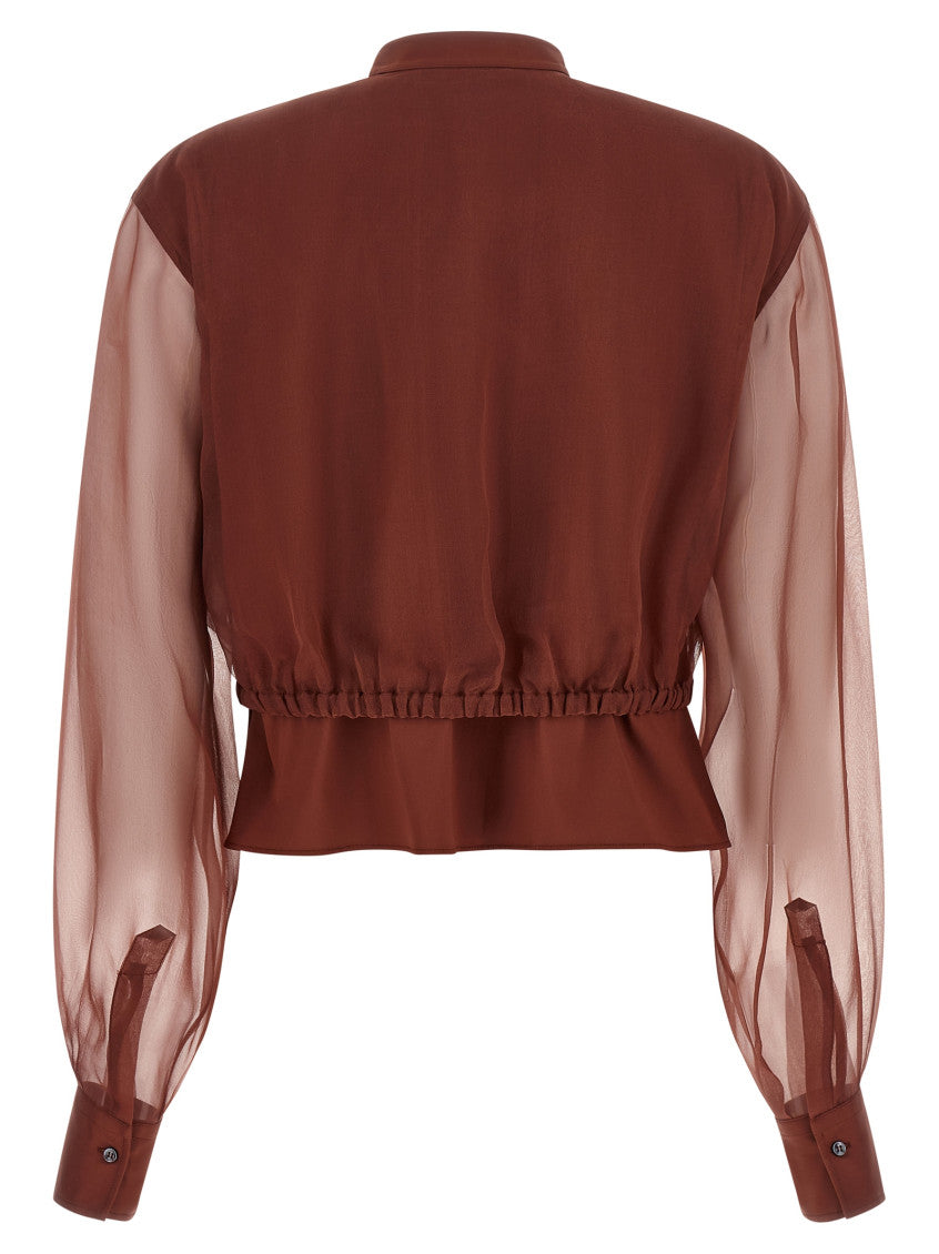 Brown Mandarin Collar Top 2
