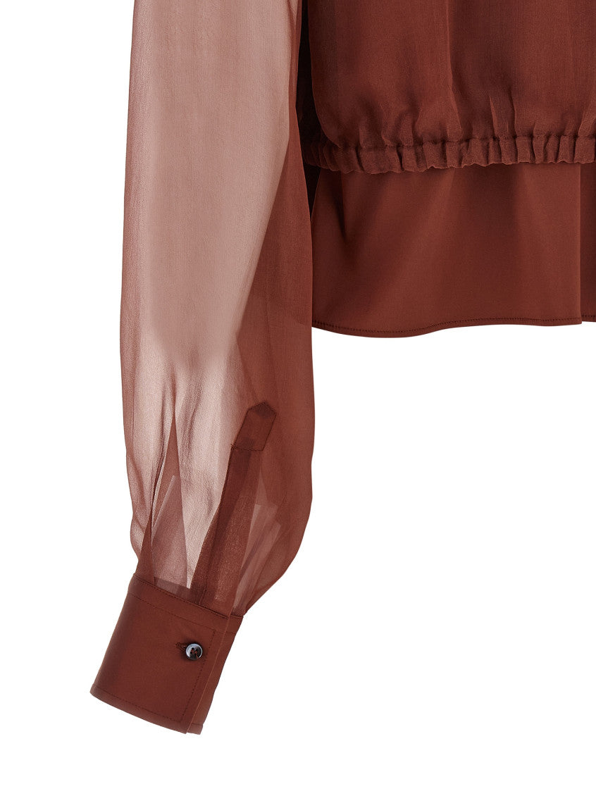 Brown Mandarin Collar Top 4