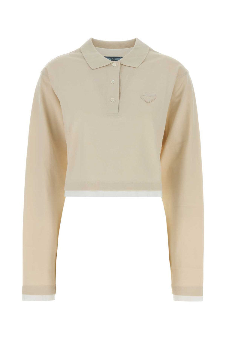 Beige Logo Shirt Collar Polo 1