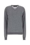 Grey Solid V Neck Sweater 1