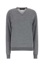 Grey Solid V Neck Sweater 1