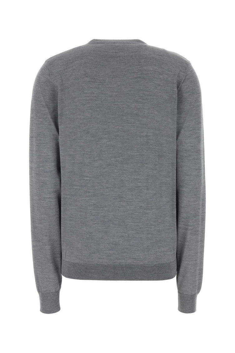 Grey Solid V Neck Sweater 2
