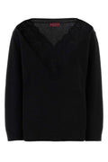 Black Lace V Neck Sweater 1