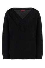 Black Lace V Neck Sweater 1