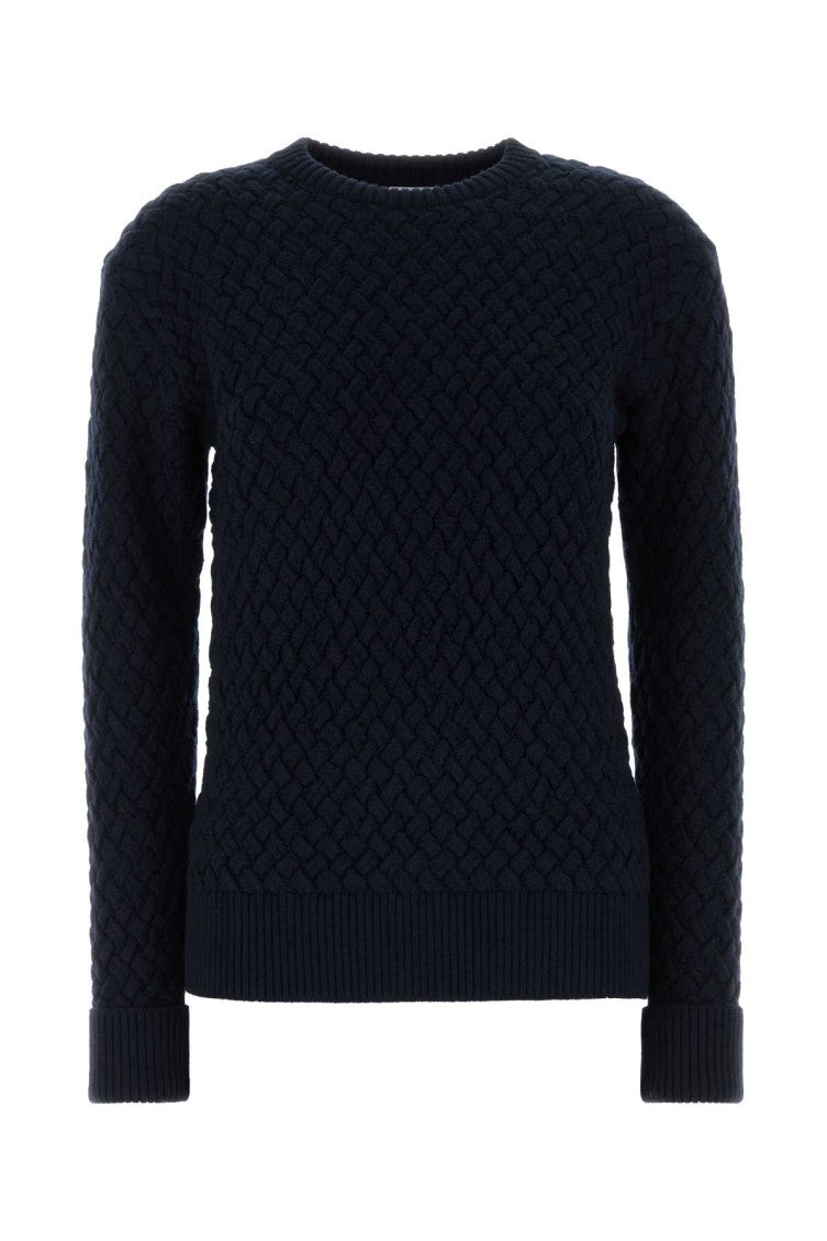 Blue Knitted Crew Neck Sweater 1