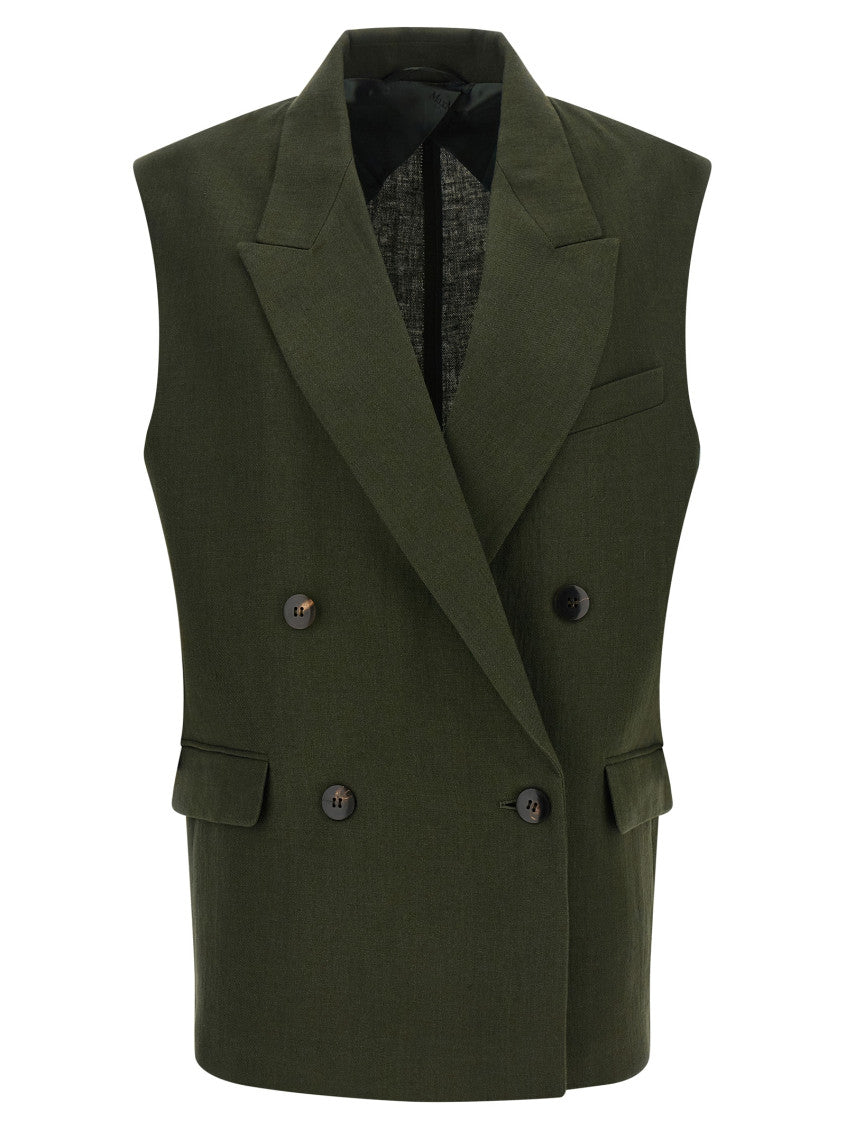 Green Solid Peaked Lapel Jacket 1