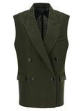 Green Solid Peaked Lapel Jacket 1
