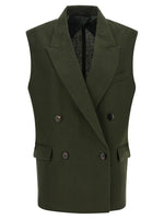 Green Solid Peaked Lapel Jacket 1
