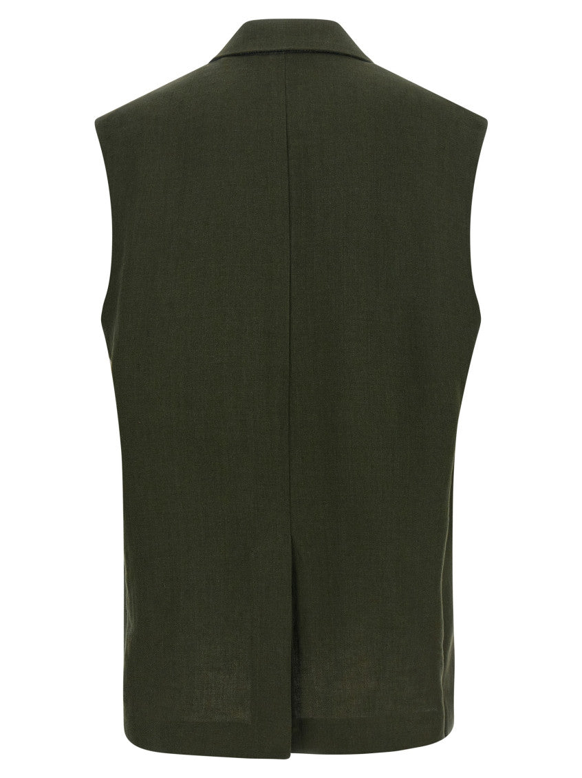 Green Solid Peaked Lapel Jacket 2