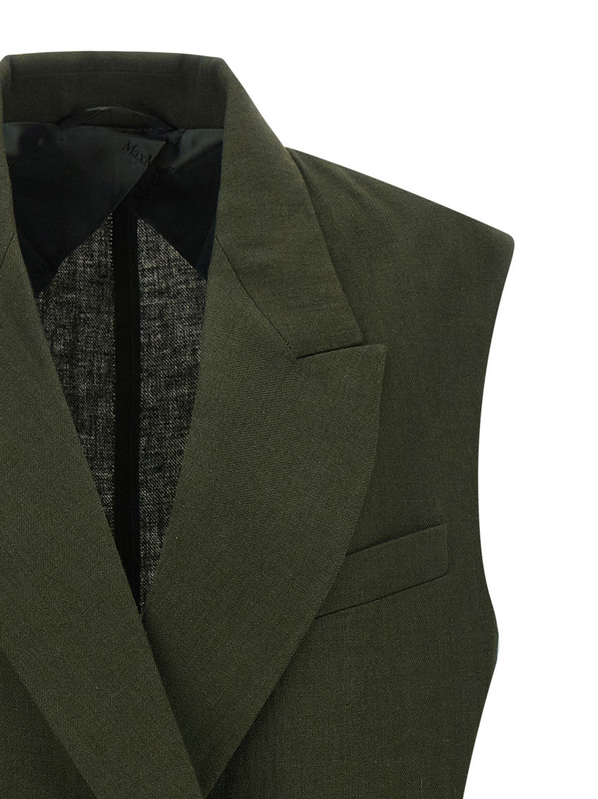 Green Solid Peaked Lapel Jacket 3