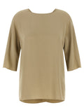 Beige Solid Round Neck Top 1