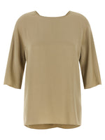 Beige Solid Round Neck Top 1