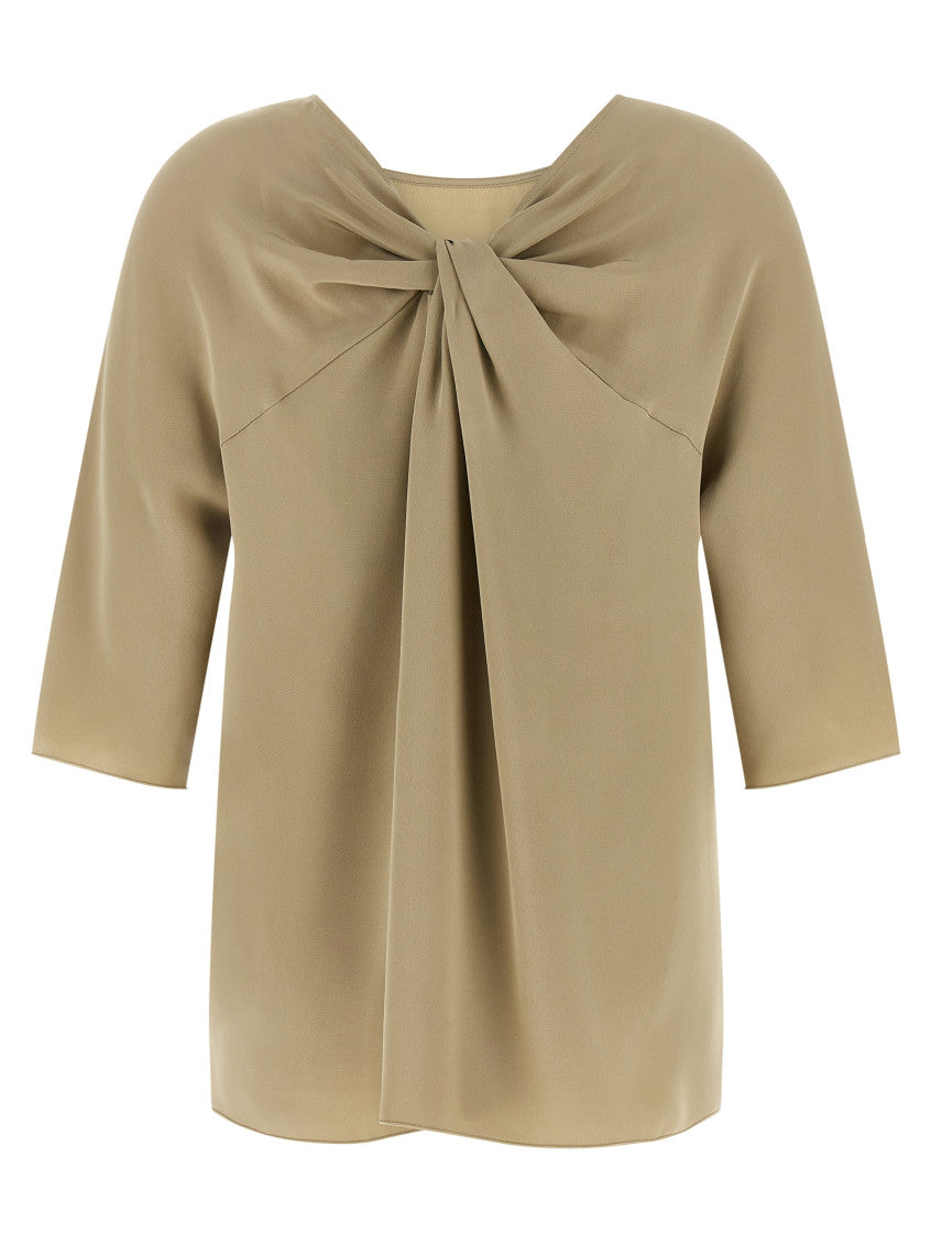 Beige Solid Round Neck Top 2