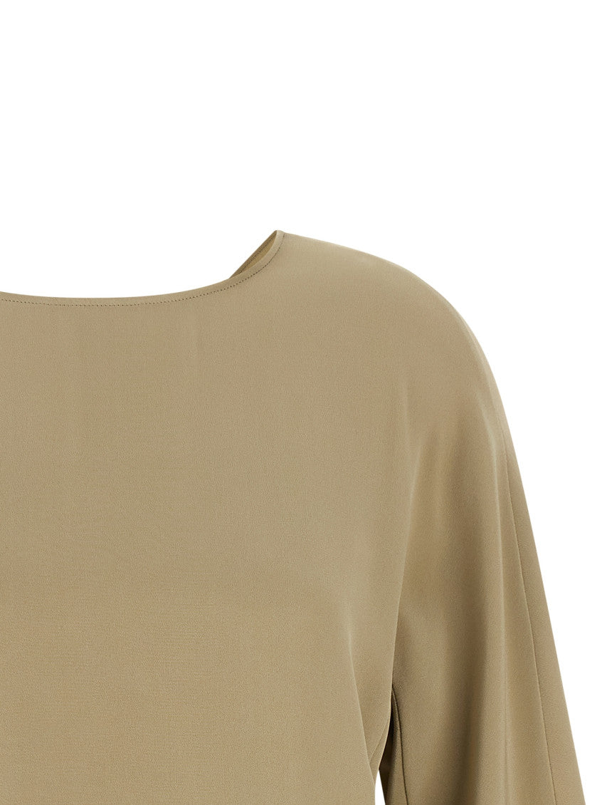 Beige Solid Round Neck Top 3