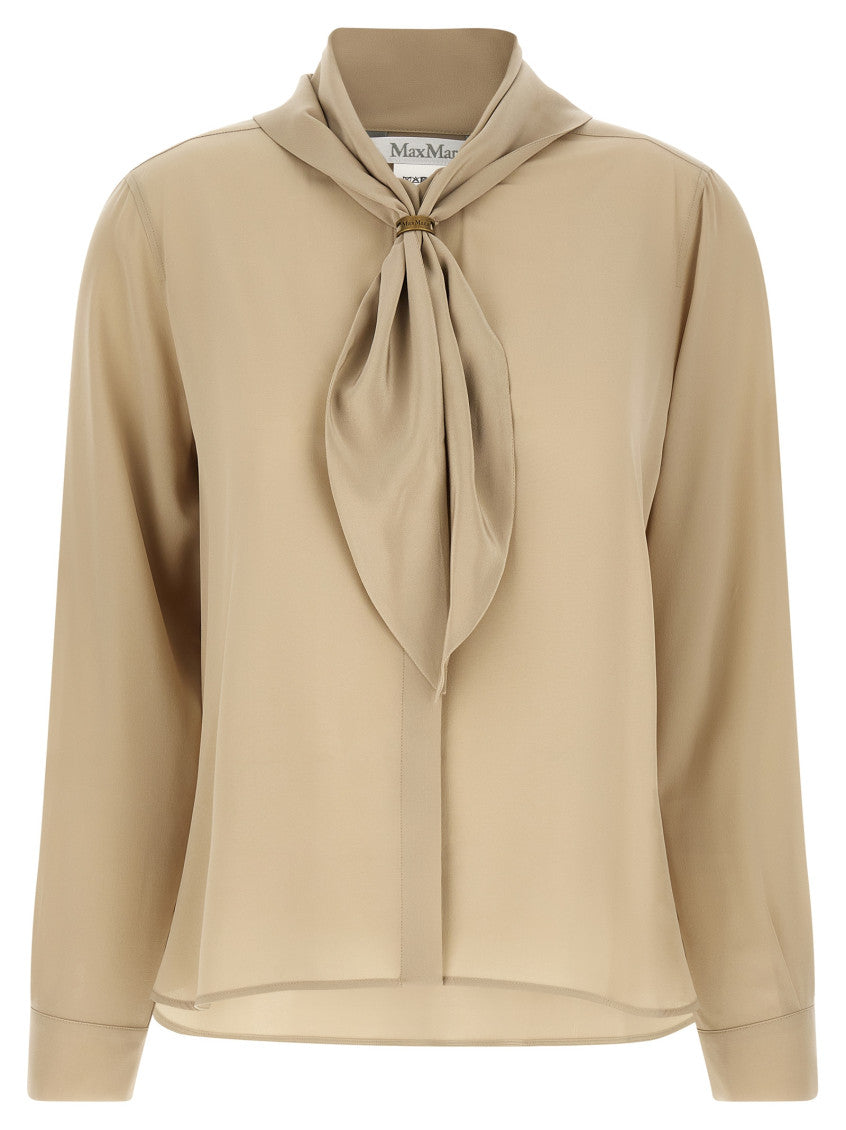 Beige Solid Mock Collar Top 1