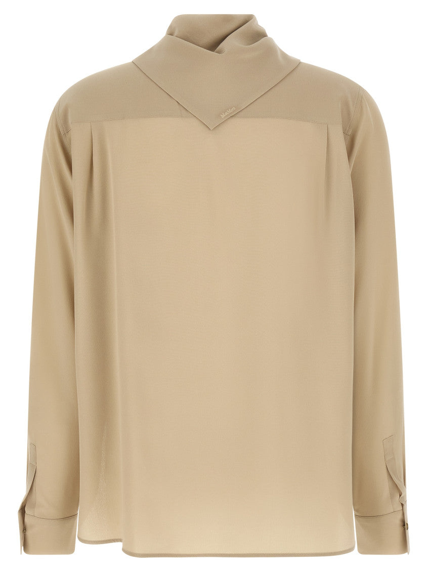 Beige Solid Mock Collar Top 2