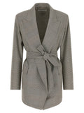 Grey Checks Peaked Lapel Blazer 1