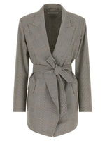 Grey Checks Peaked Lapel Blazer 1
