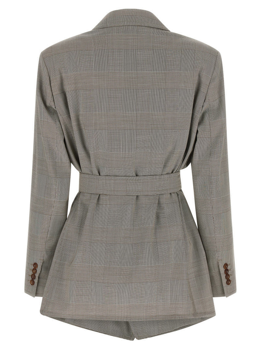 Grey Checks Peaked Lapel Blazer 2