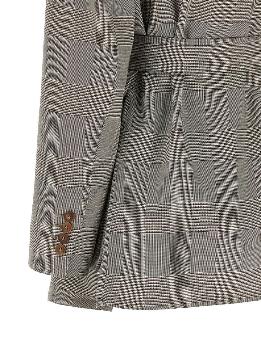 Grey Checks Peaked Lapel Blazer 4