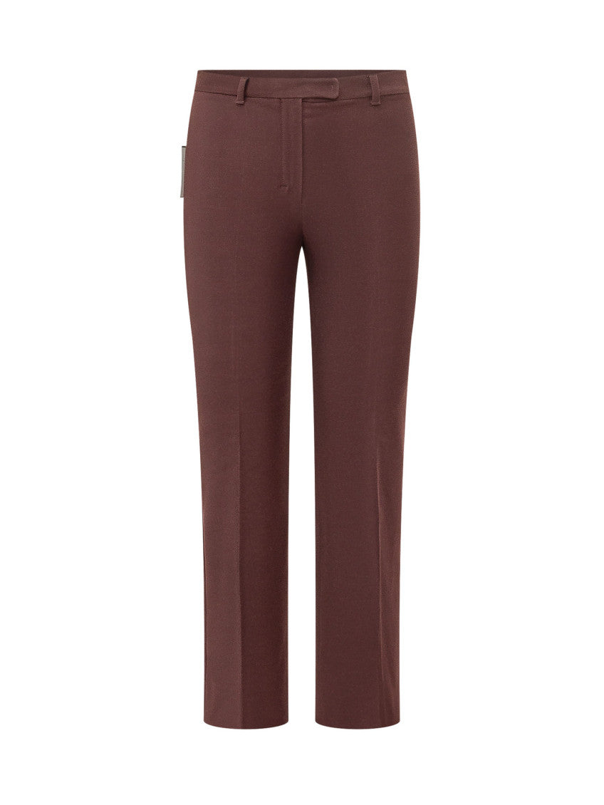Dark Brown Straight Flat Front Pants 1