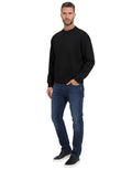 Black Solid Henley Sweatshirt 1