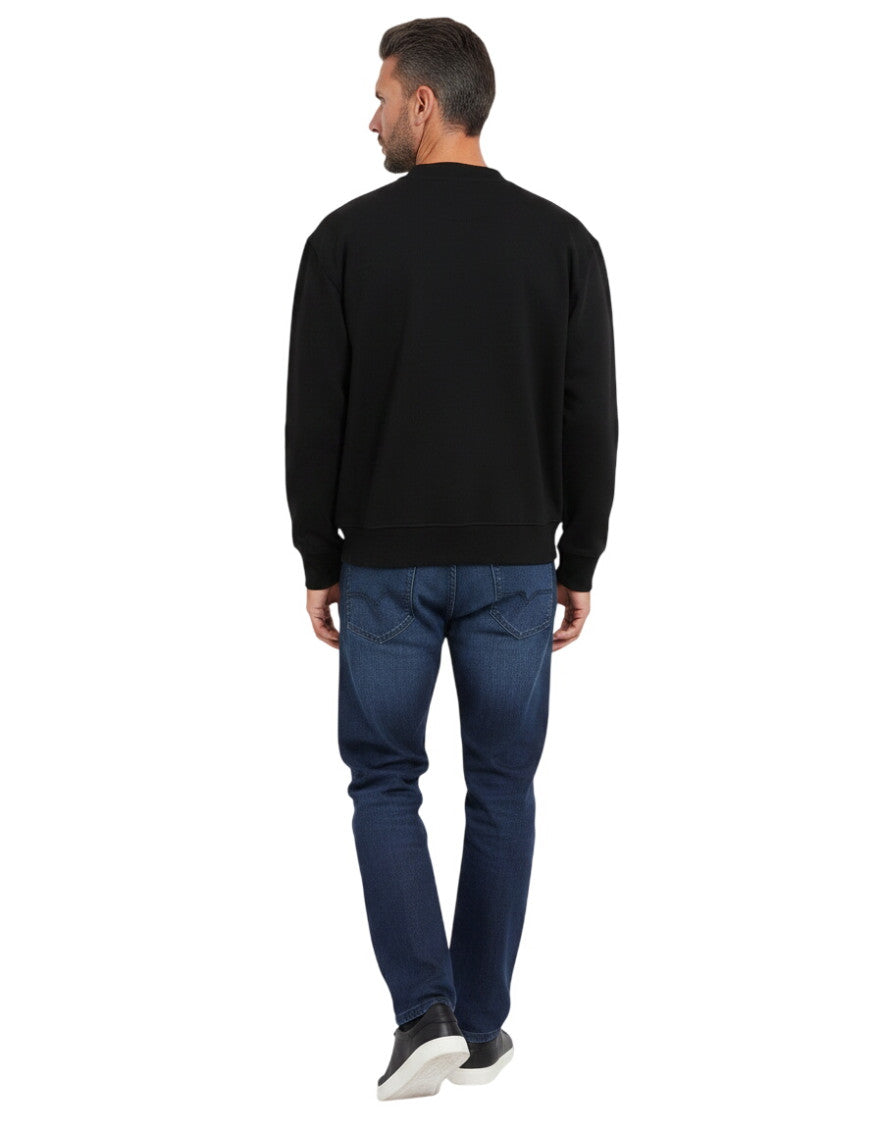 Black Solid Henley Sweatshirt 2