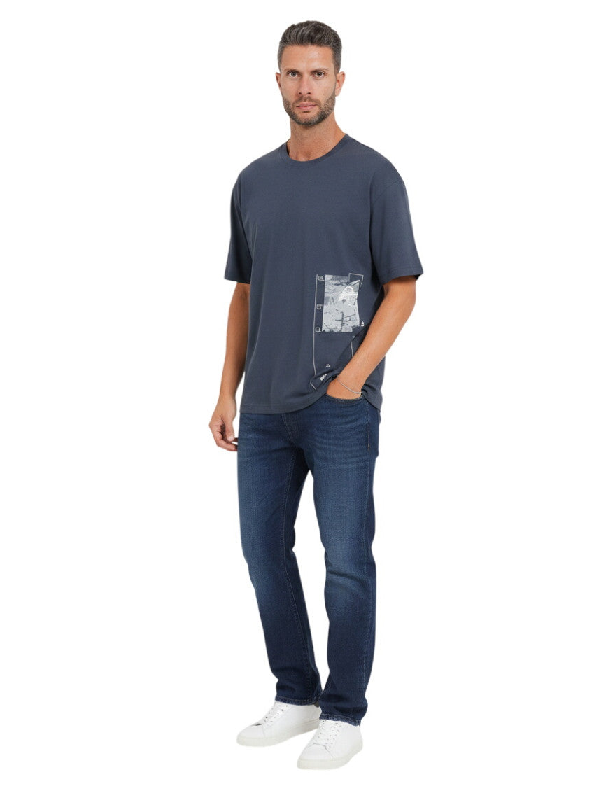 Blue Crew Neck T-Shirt 1