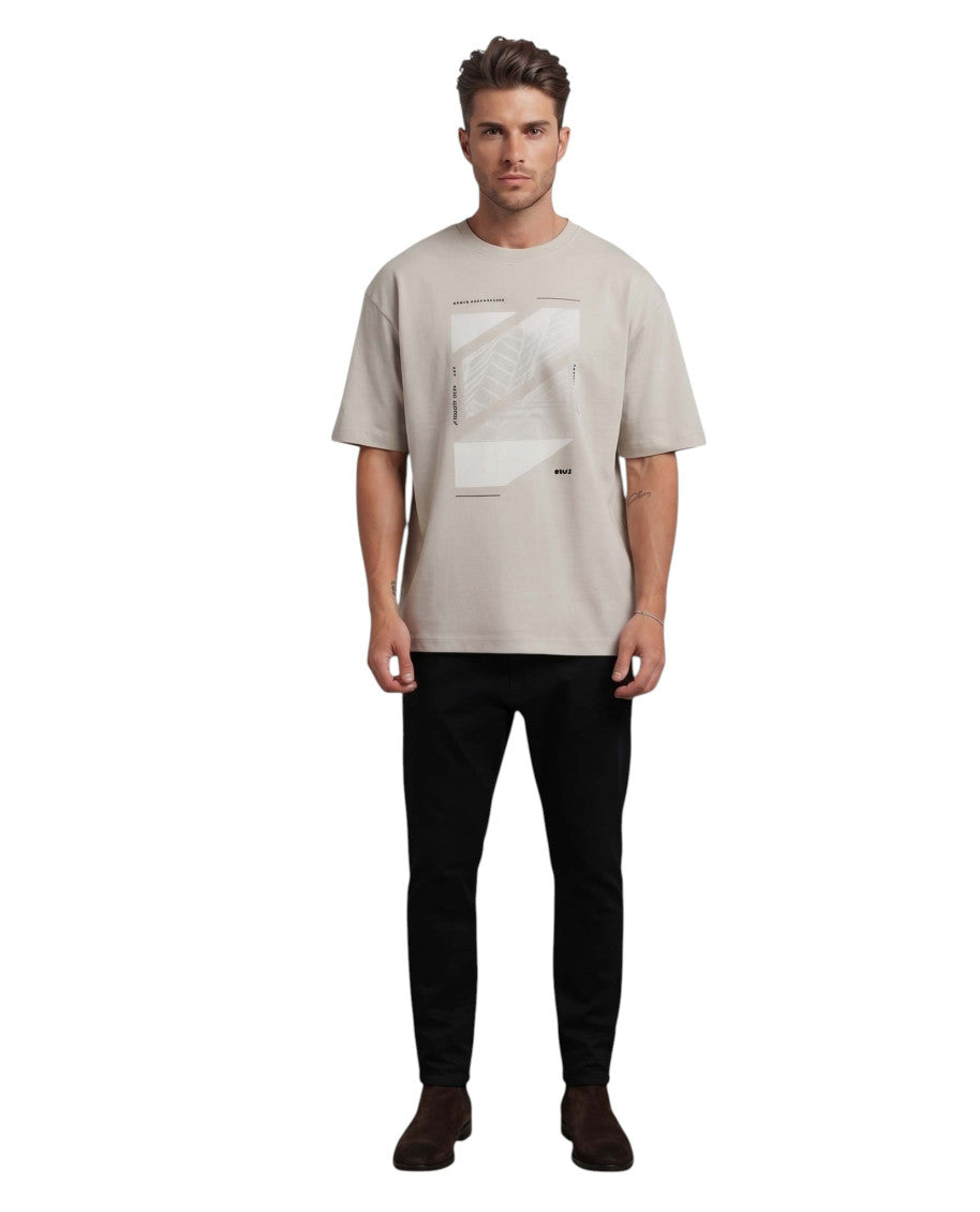 Beige Crew Neck T-Shirt 4