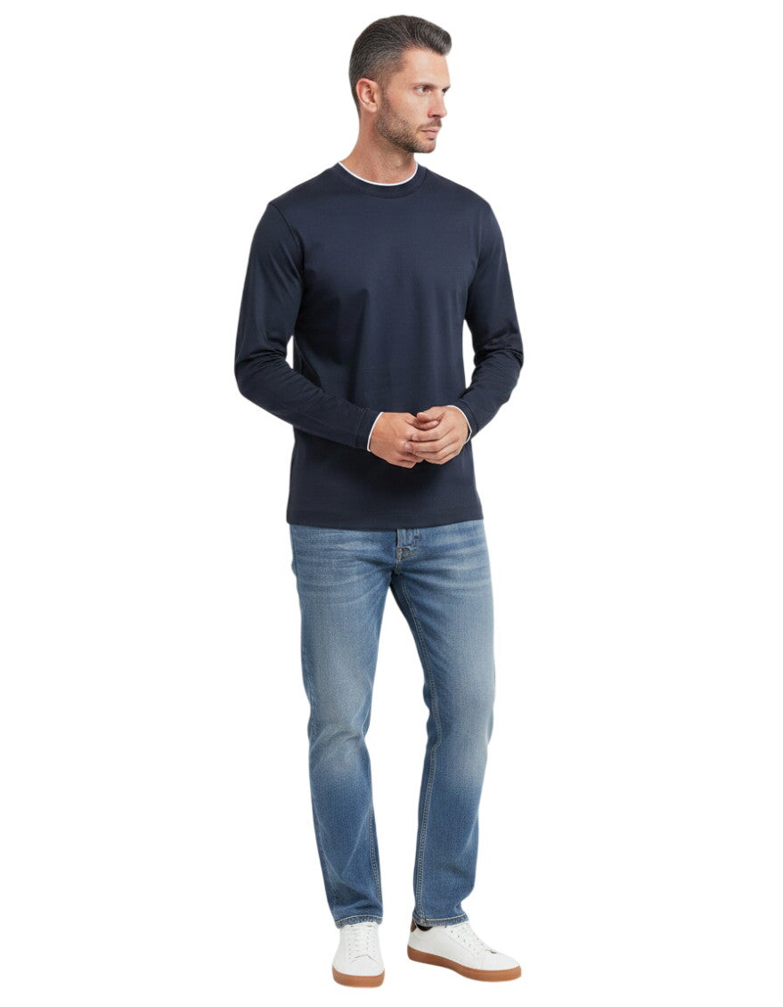 Blue Solid Full Sleeves T-Shirt 1