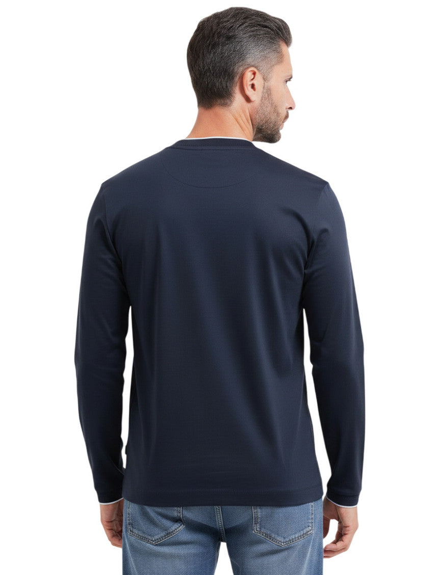 Blue Solid Full Sleeves T-Shirt 2