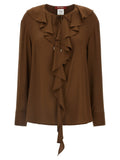Brown Ruffle Round Neck Top 1