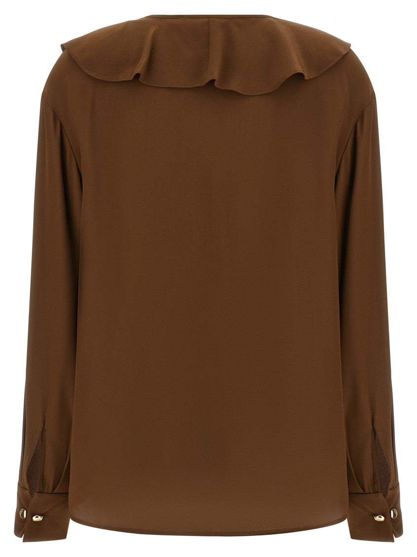 Brown Ruffle Round Neck Top 2