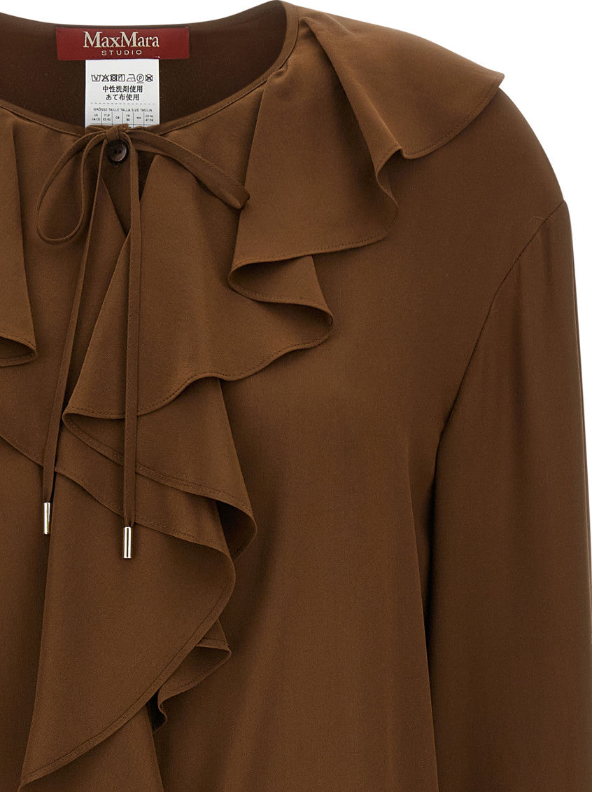Brown Ruffle Round Neck Top 3