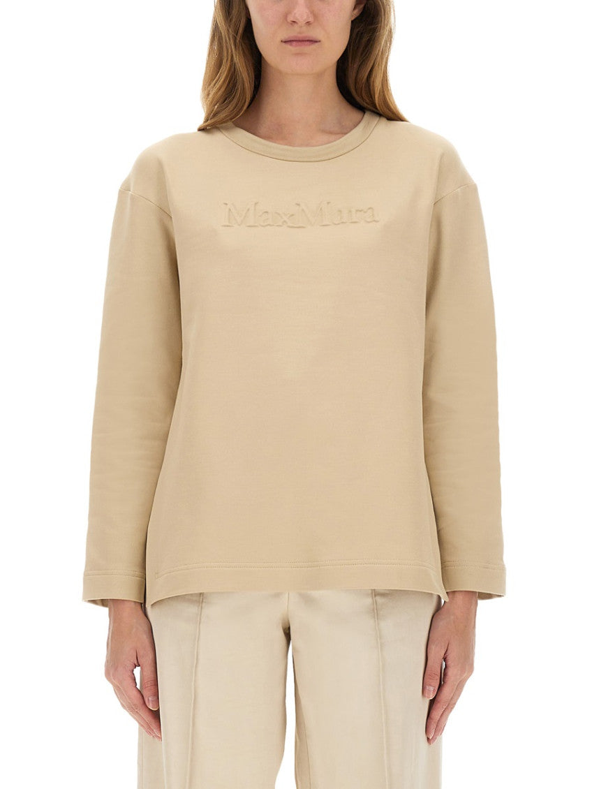 Beige Logo Crew Neck Sweatshirt 1