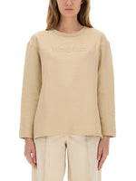 Beige Logo Crew Neck Sweatshirt 1