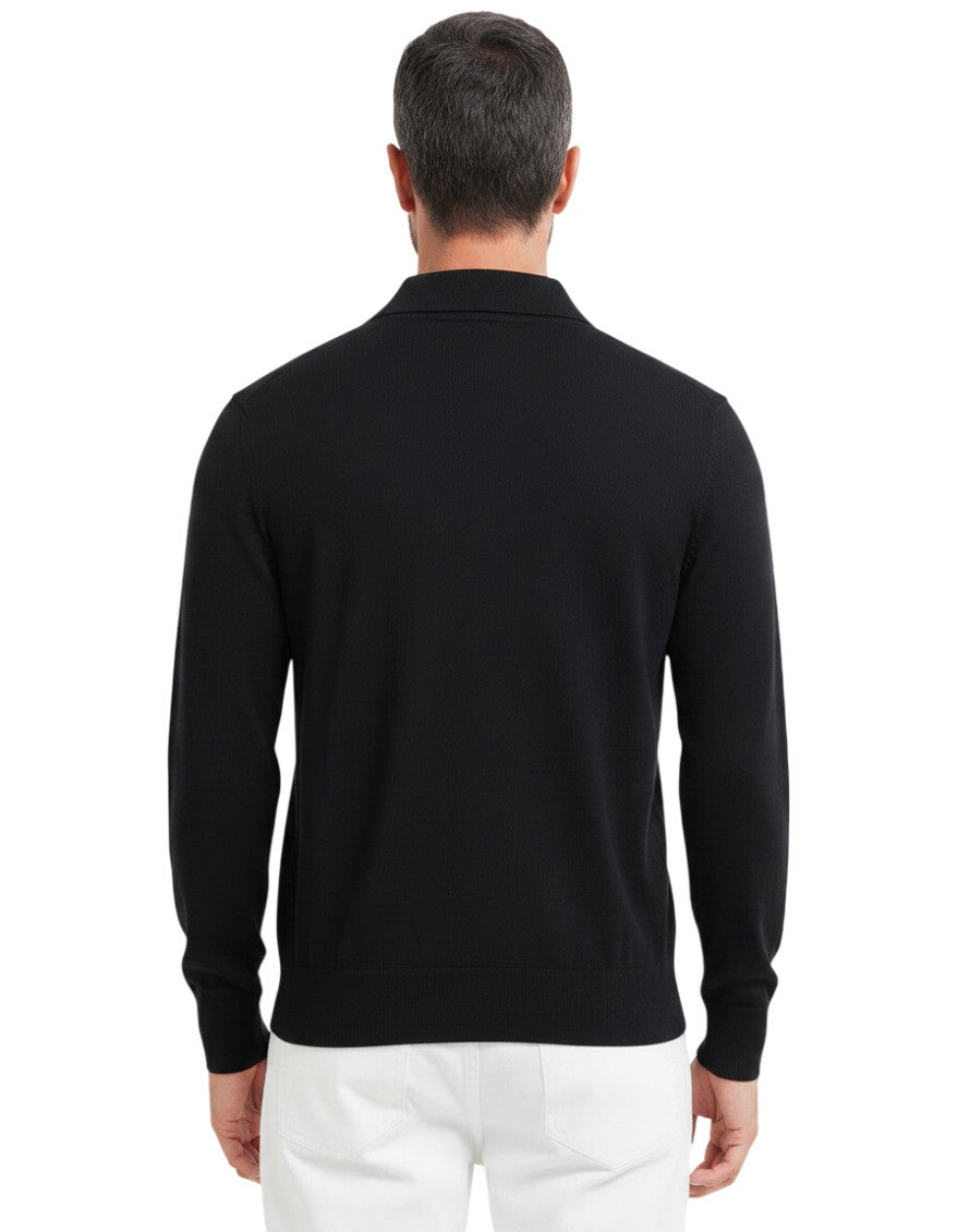Black Solid Full Sleeves Polo 2