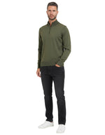 Green Solid Half Zip Sweater 1