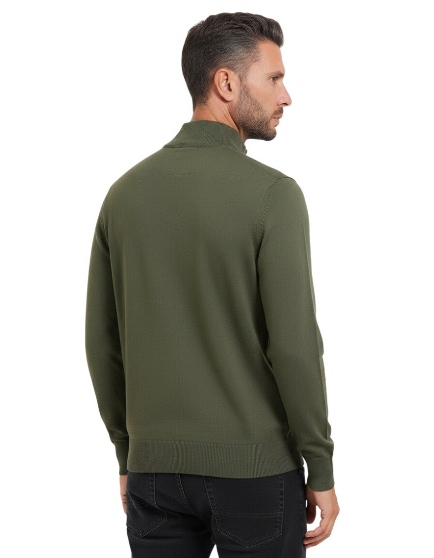 Green Solid Half Zip Sweater 2