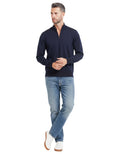 Blue Solid Half Zip Sweater 1