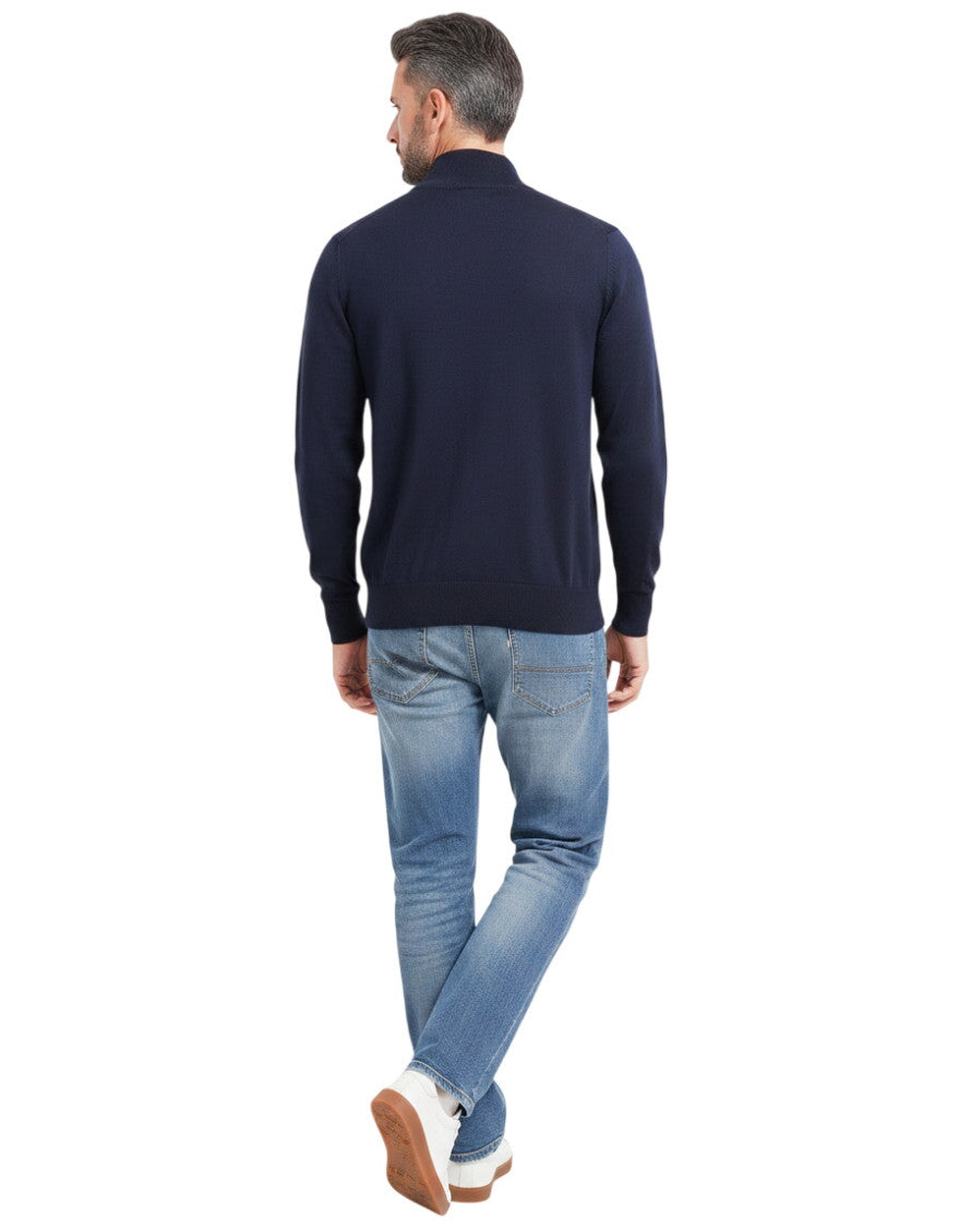Blue Solid Half Zip Sweater 2